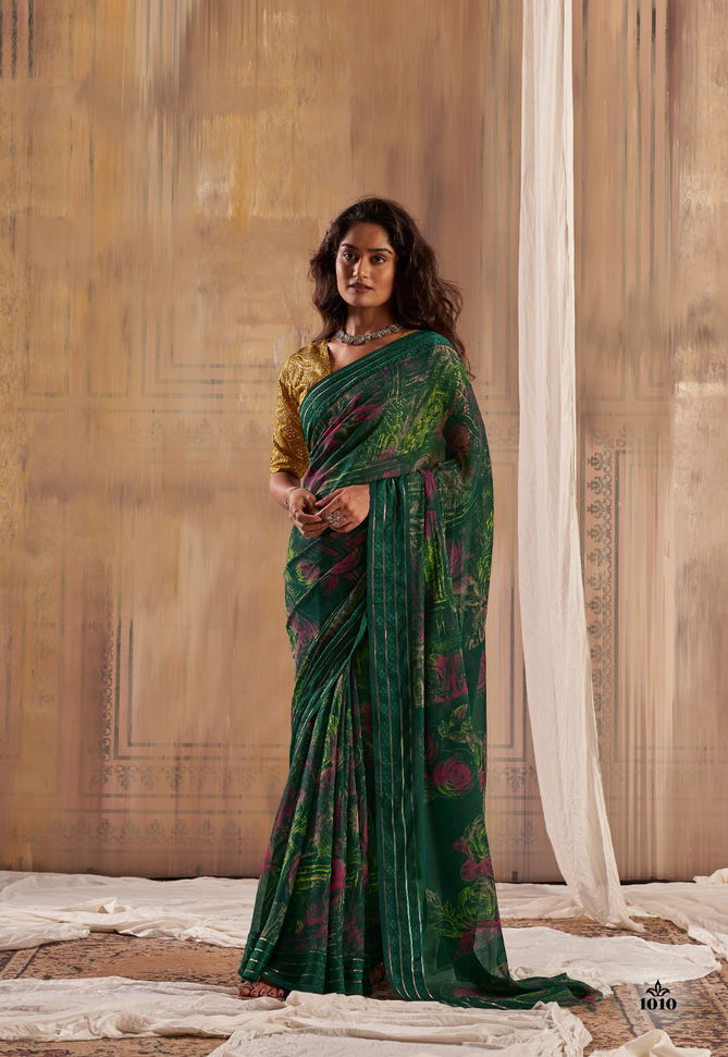 Stavan Elva Embroidery Georgette Chiffon Sarees Catalog
